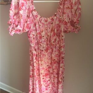 H&M Pink and Red Floral Dress